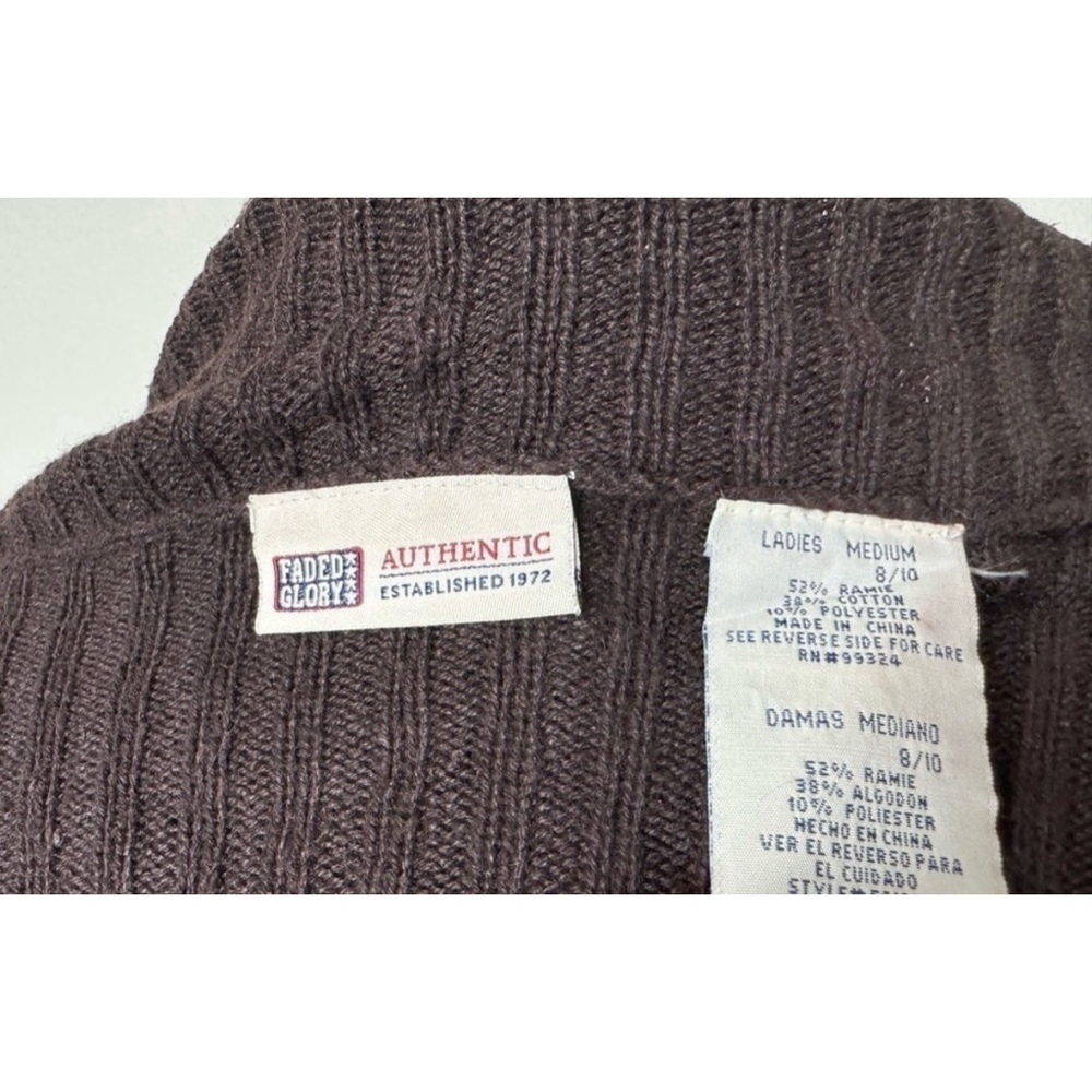 Vintage Faded Glory Women Full Zip Mocha Brown Jacket Y2K Preppy Grunge Indie - Picture 3 of 5